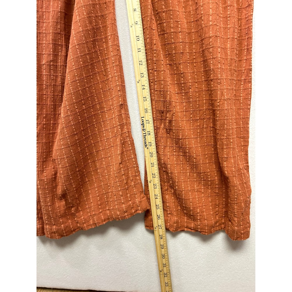 Roxy Jumpsuit Women XL Terracotta Orange Smocked Wide Leg Ruffle Strap Boho - Picture 7 of 11